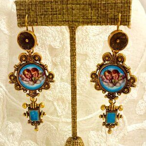 Beautiful Florenza Antiqued Textured Gold Tone Mosaic Earrings